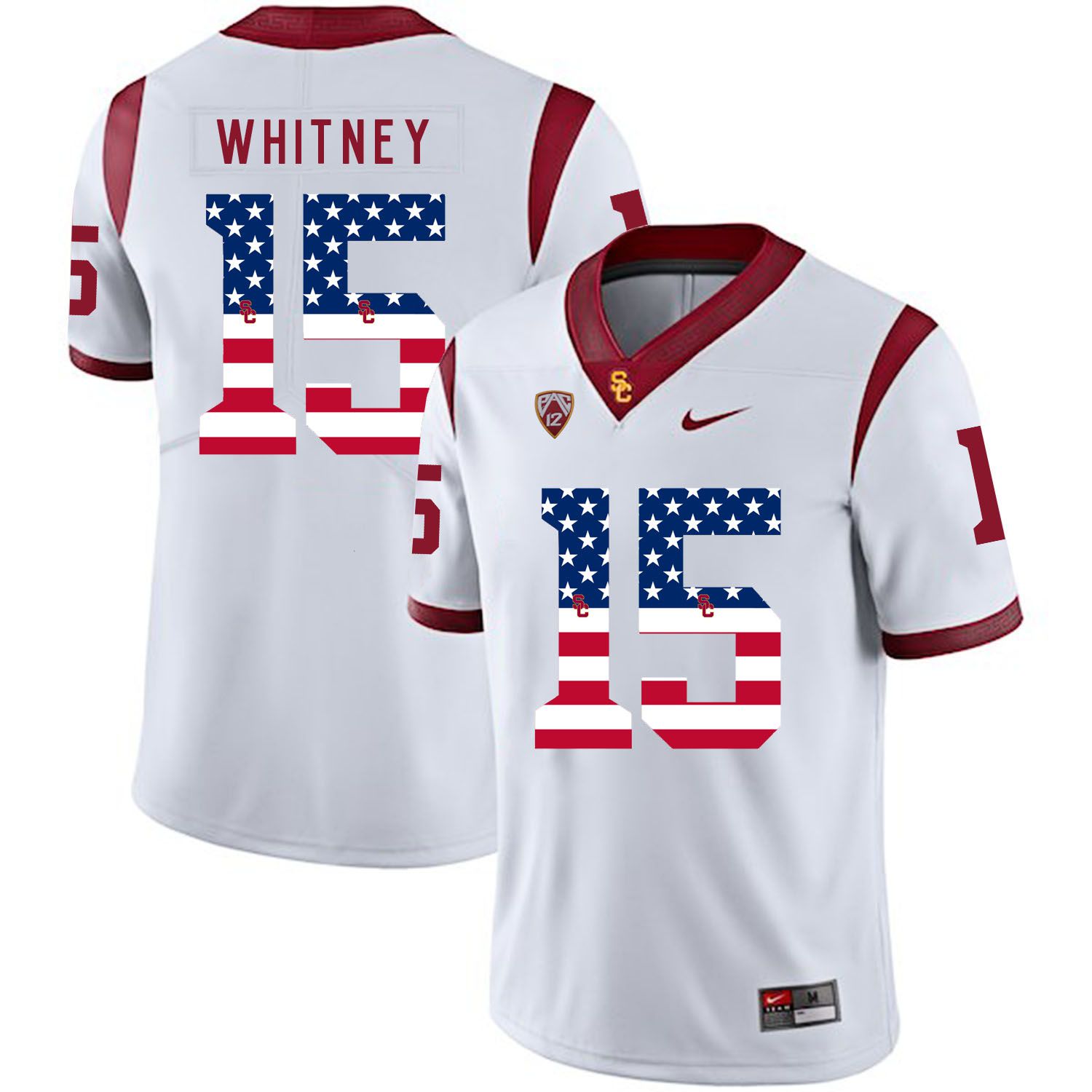 Men USC Trojans #15 Whitney White Flag Customized NCAA Jerseys->customized ncaa jersey->Custom Jersey